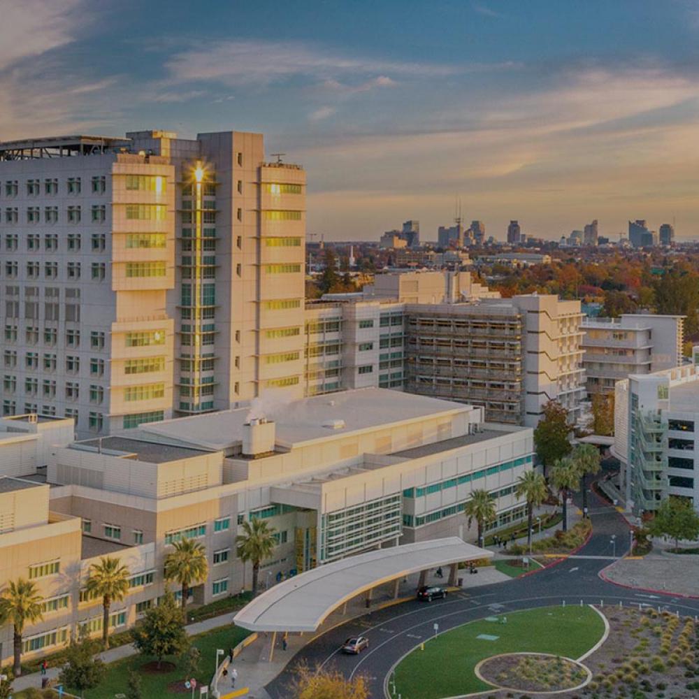 An aerial view of the UC Davis Medical Center